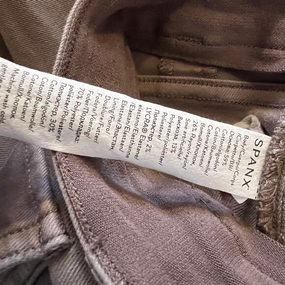 SPANX Pants Womens Medium Stretch Twill Cropped Wide Leg Khaki 20312R ** - Picture 7 of 13